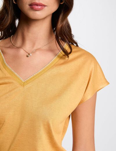 Kurzarm-T-Shirt senfgelb damen