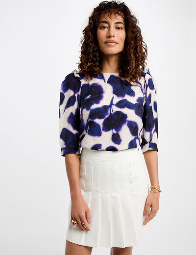 Jupe courte plissée blanc femme