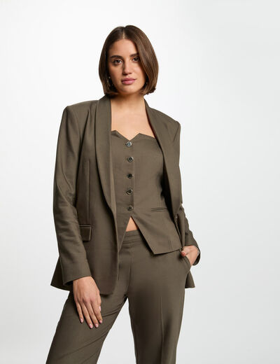 Kurze Jacke mit Schalkragen khakigrün damen