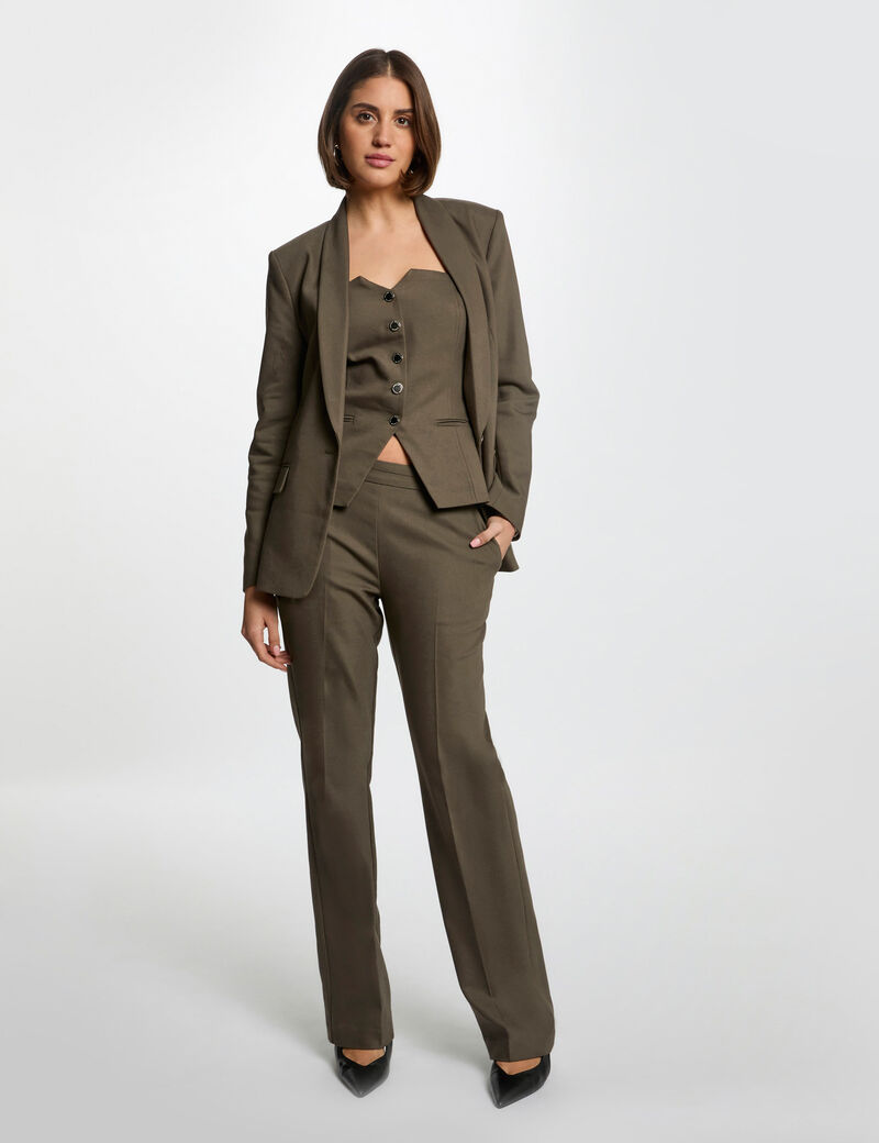 kurze jacke mit schalkragen khakigrun damen Kurze Jacke mit Schalkragen khakigrün damen