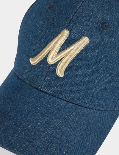 Casquette en jean brodée M denim stone femme