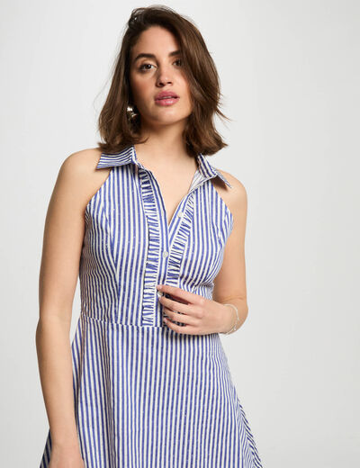 Kurzes gestreiftes A-Linien-Kleid mehrfarbig damen