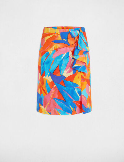 Jupe ajustée imprimée multicolore femme