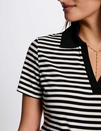 T-shirt manches courtes rayé blanc femme