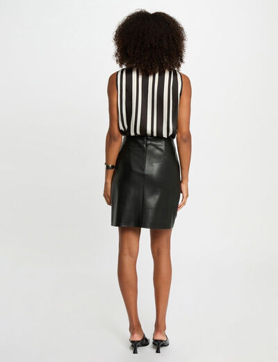 Jupe courte simili cuir noir femme
