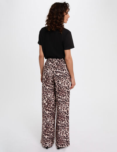Pantalon droit fluide multicolore femme