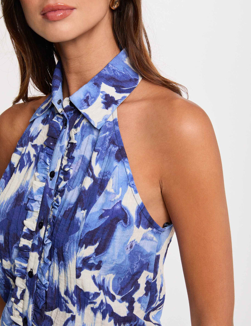 Chemise sans manches imprimée multicolore femme