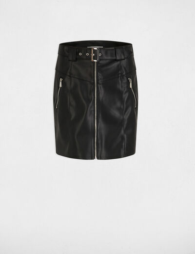 Jupe courte simili cuir noir femme