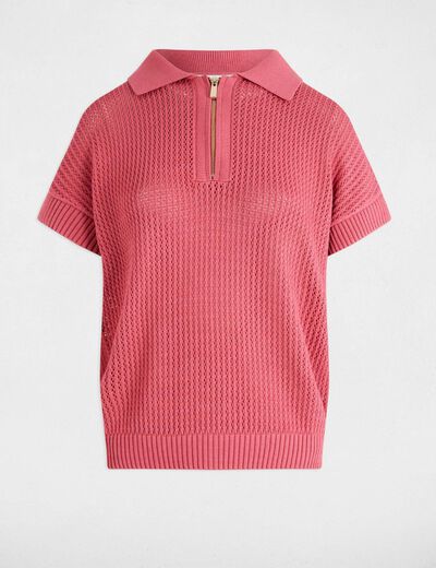 Rollkragenpullover mit Reißverschluss altrosa damen