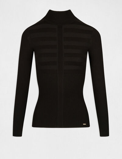 Pull col roulé ajusté noir femme