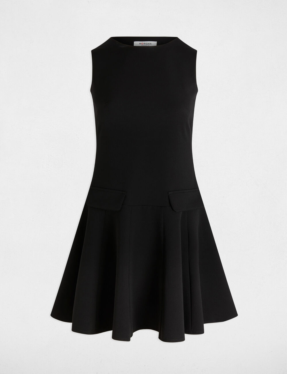 Robe courte trapèze noir femme