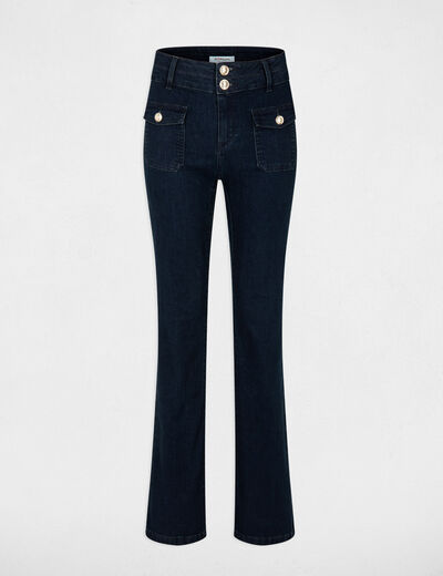 Bootcut-Jeans mit hoher Taille rohes denim damen