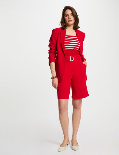 Bermuda droit à pinces rouge femme