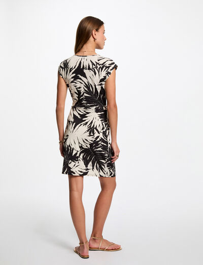 Robe courte ajustée imprimée multicolore femme