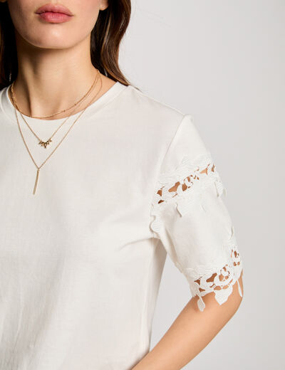 T-Shirt mit kurzen Ärmeln weiss damen