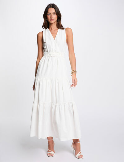 Langes, gerade geschnittenes Kleid weiss damen