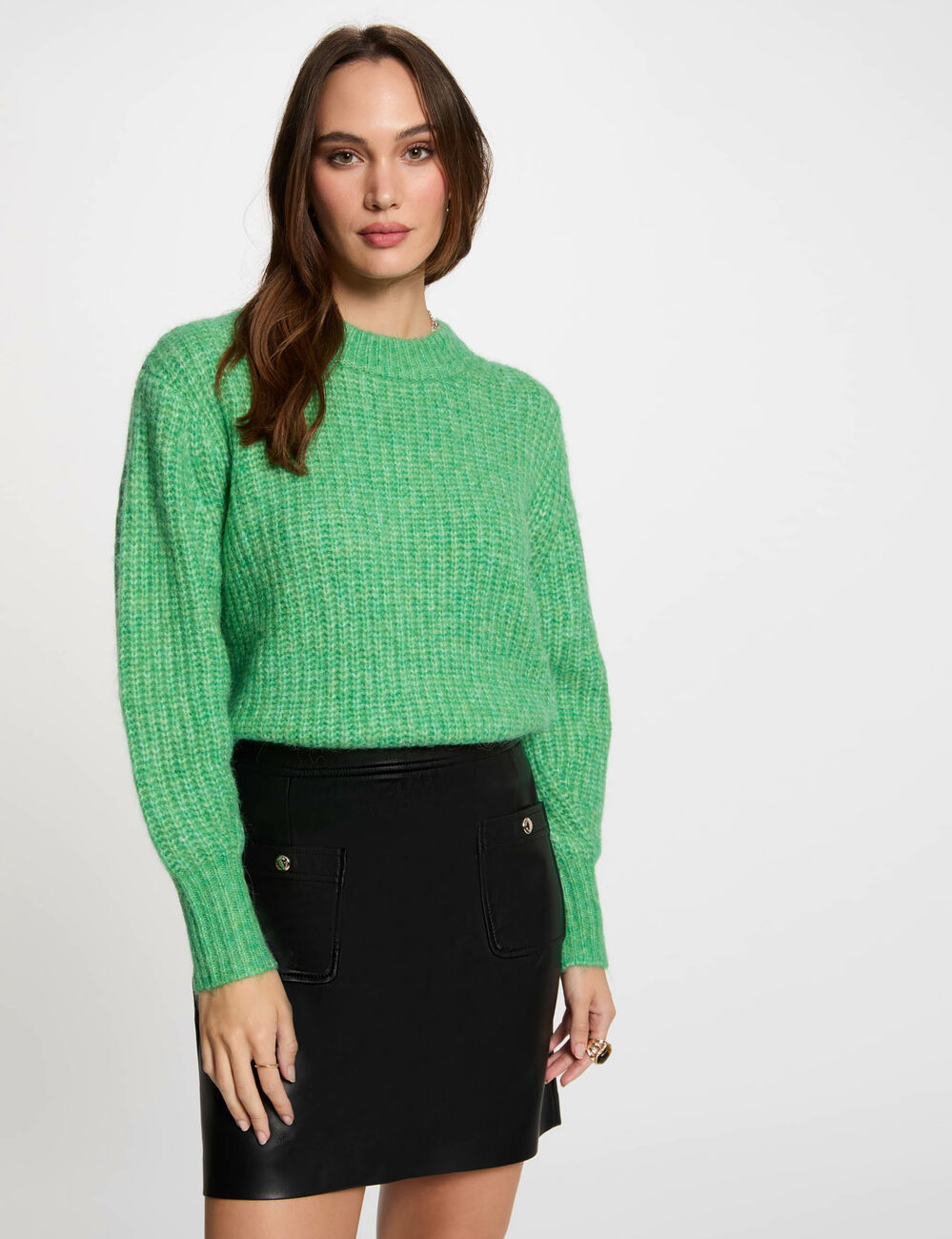 Langarm-Pullover mit Rundhalsausschnitt mintgrün damen