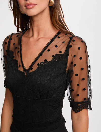 Body manches courtes noir femme
