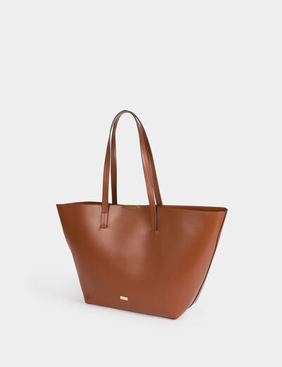 Sac cabas trapèze camel femme