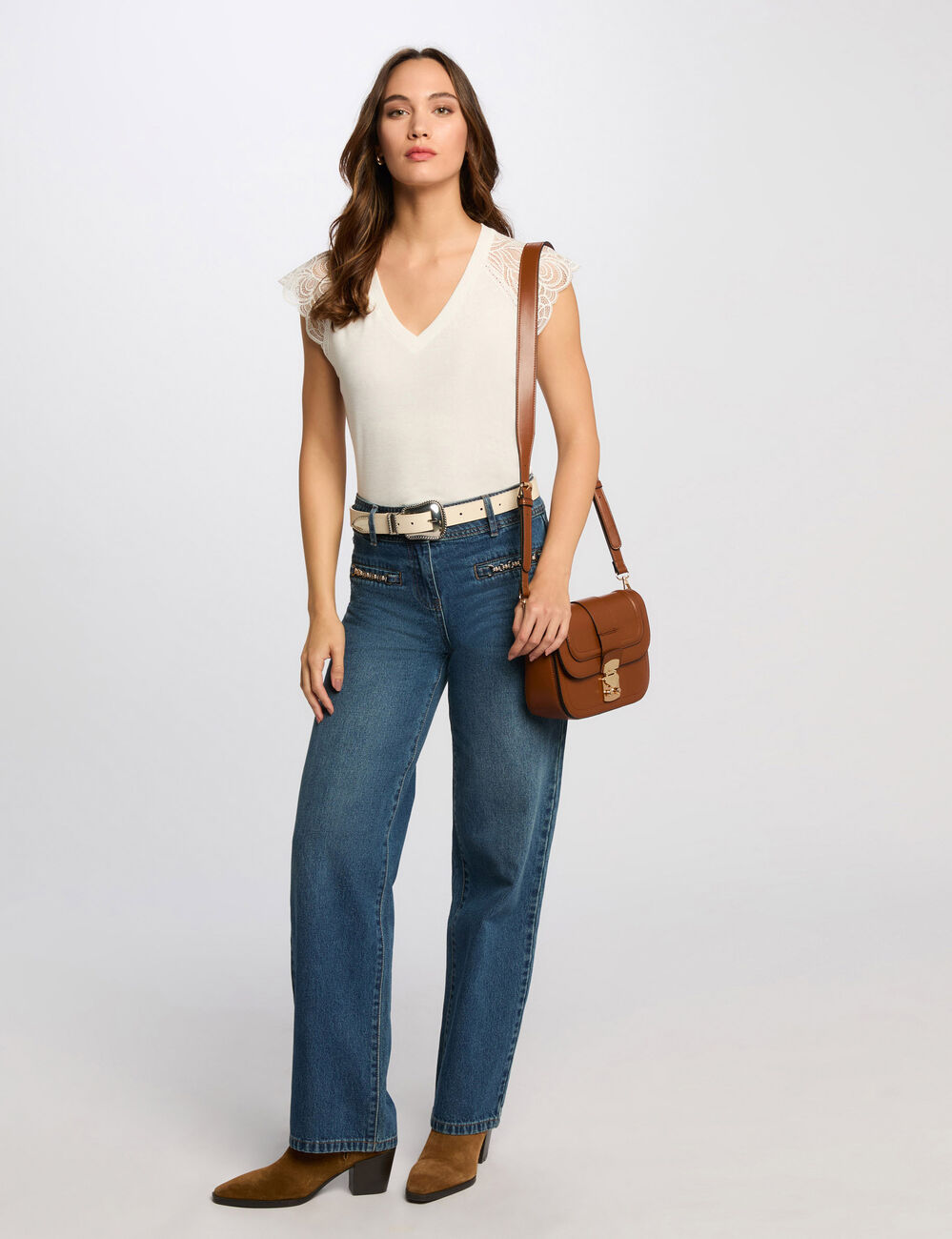 Kurzarm-T-Shirt weiss damen