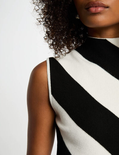 Pull sans manches blanc femme