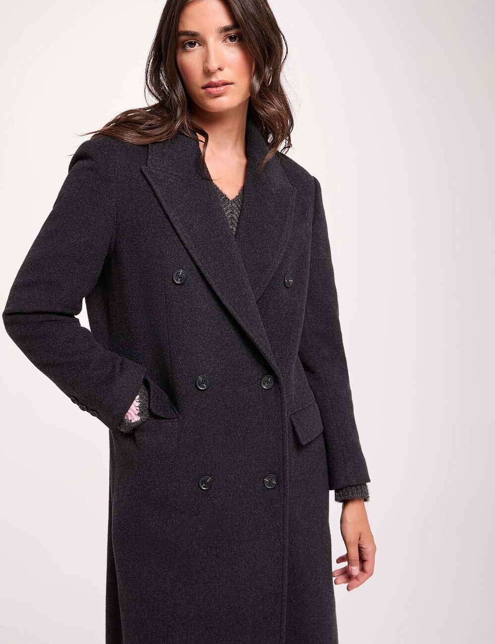 Langer Mantel mit Reverskragen damen