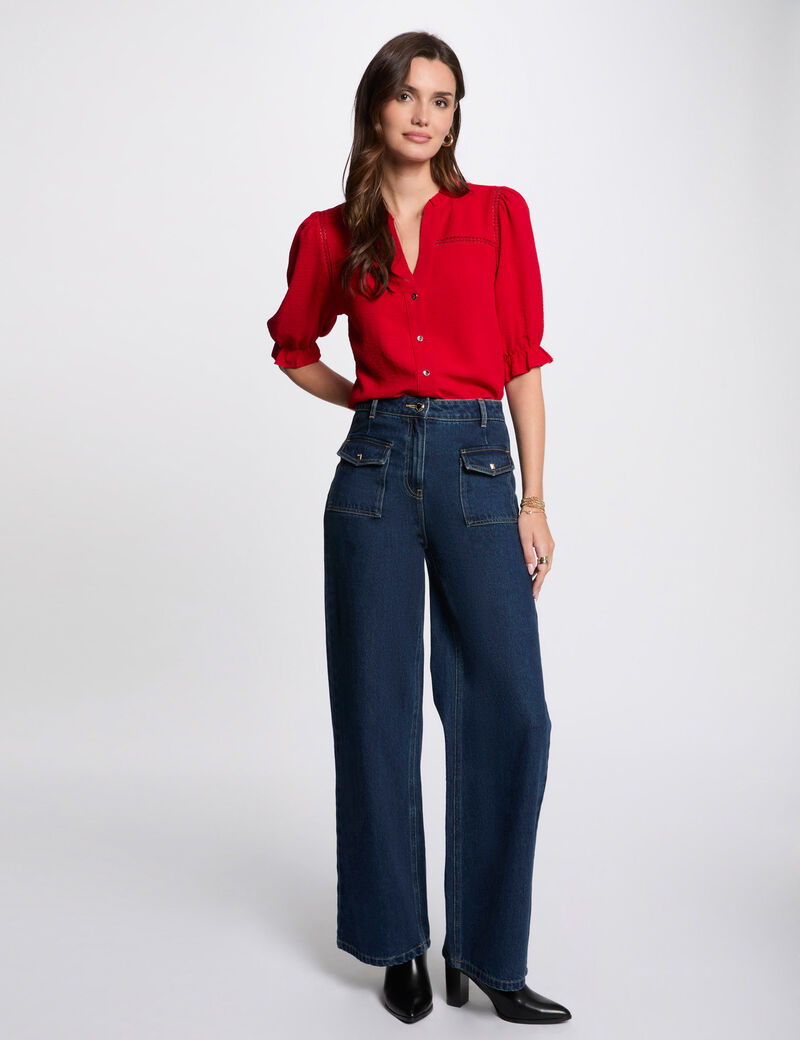 bluse mit 34 armeln rot damen Bluse mit 3/4 Ärmeln rot damen