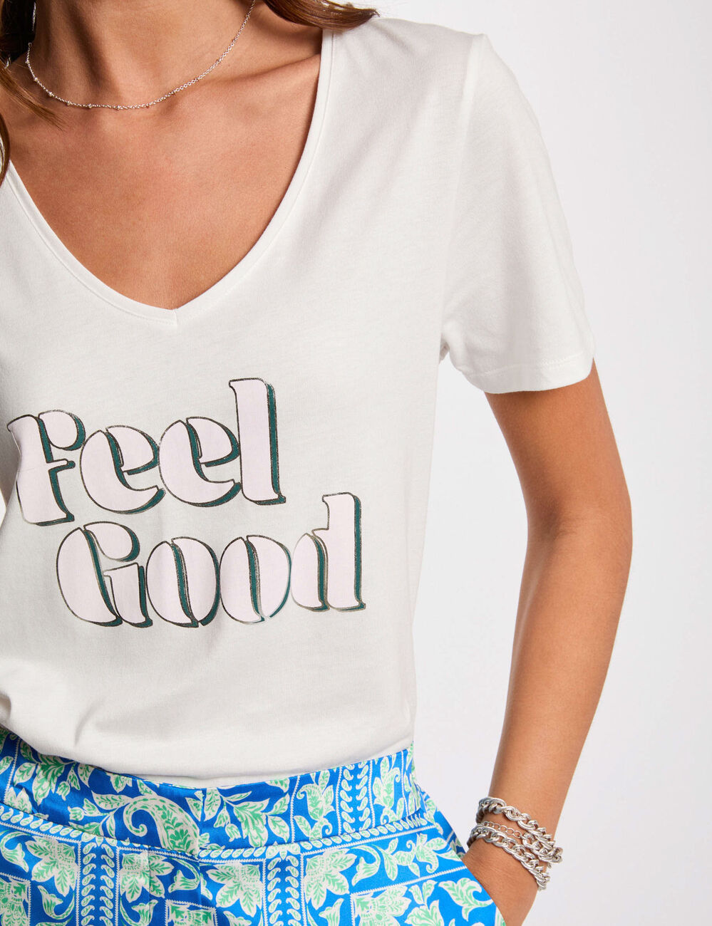 T-shirt à inscription blanc femme
