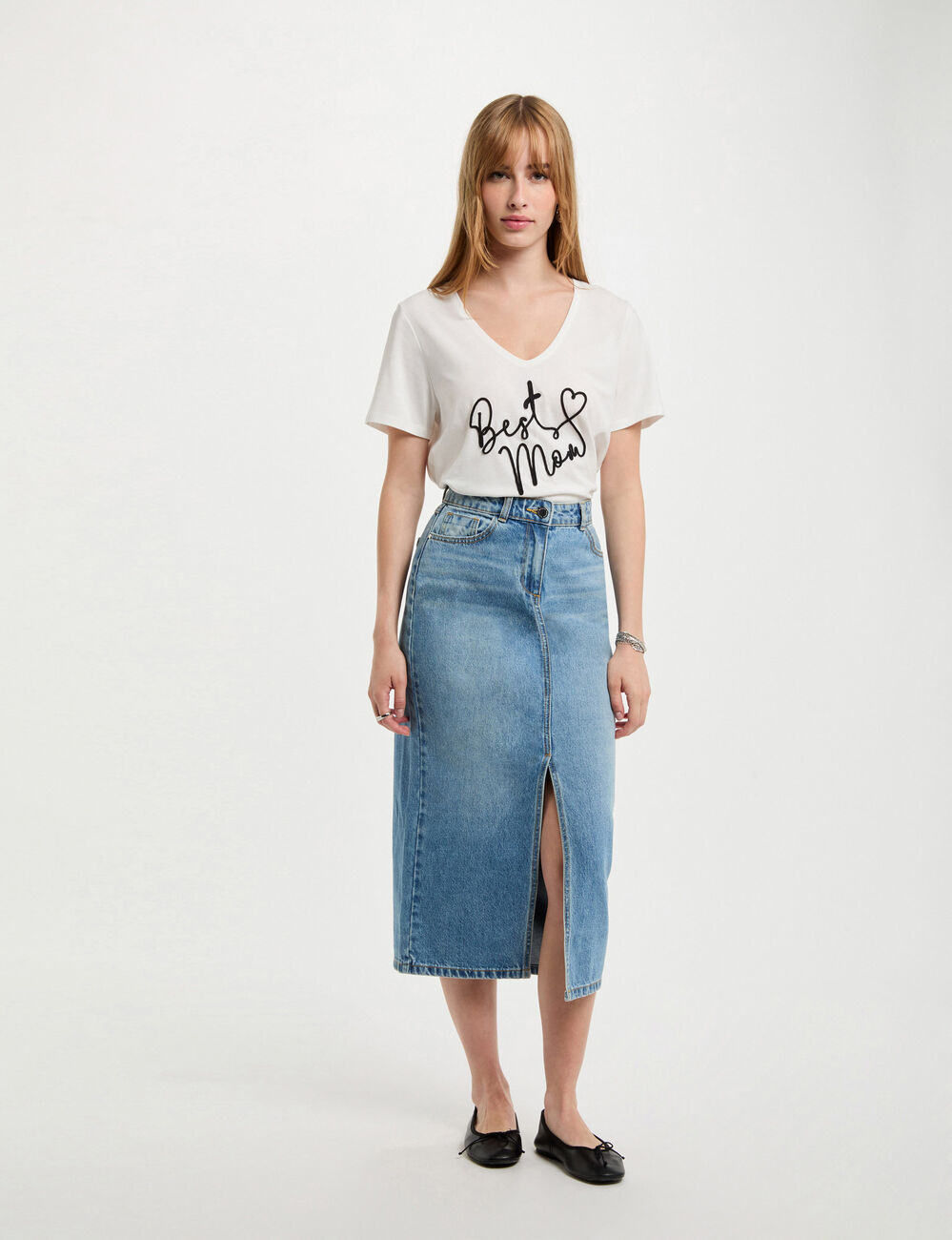 T-shirt mit Aufdruck weiss damen