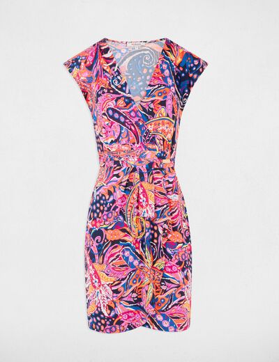 Kurzes figurbetontes Kleid mit Print mehrfarbig damen