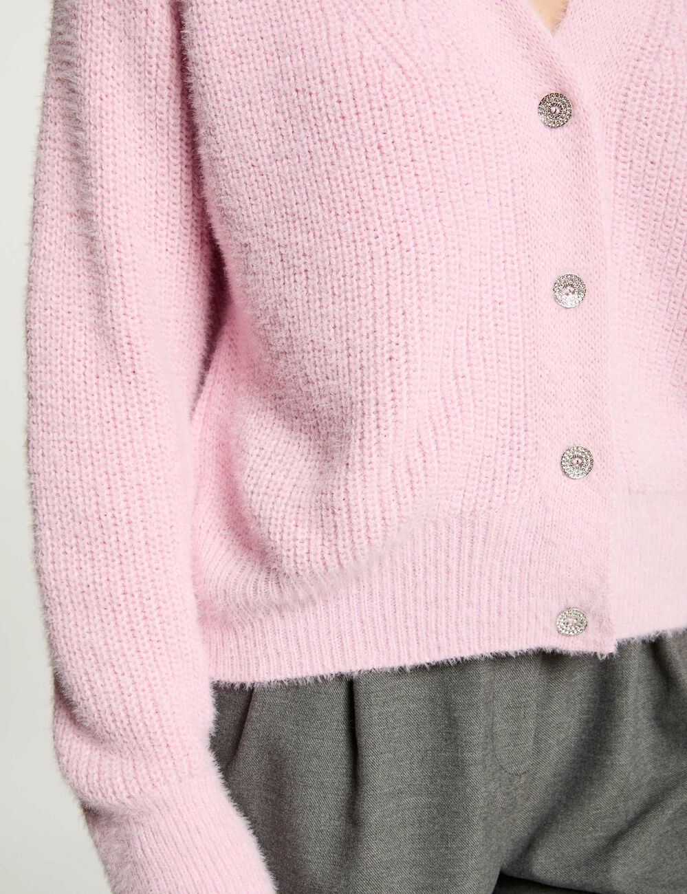 Gilet manches longues rose pastel femme