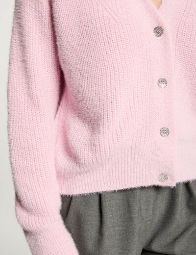 Strickjacke mit langen Ärmeln pastellrosa damen