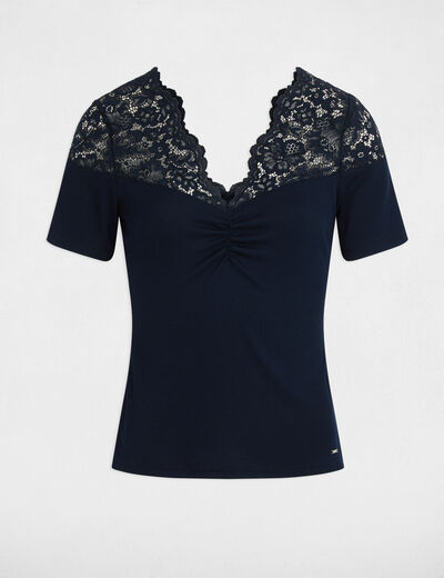 T-shirt mit kurzen Ärmeln marineblau damen