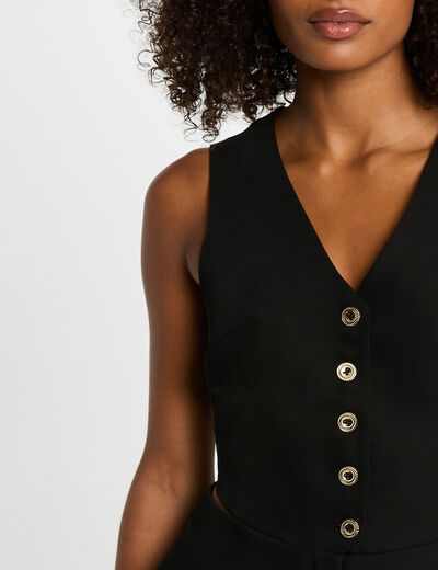 Ärmelloser kurzer Jumpsuit schwarz damen