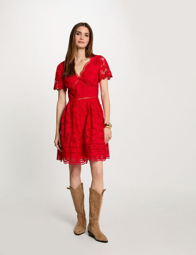 Kurzes, ausgestelltes Kleid rot damen