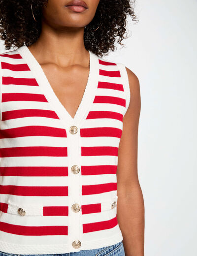 Gilet sans manches rayé blanc femme