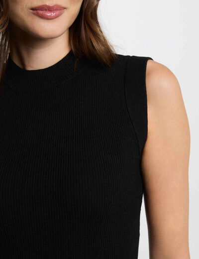 Robe tricot courte ajustée noir femme
