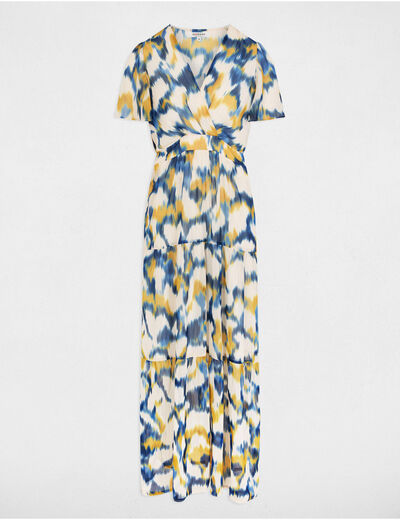 Langes gerades Kleid mit Print mehrfarbig damen