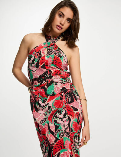 Figurbetontes Kleid mit Muster mehrfarbig damen