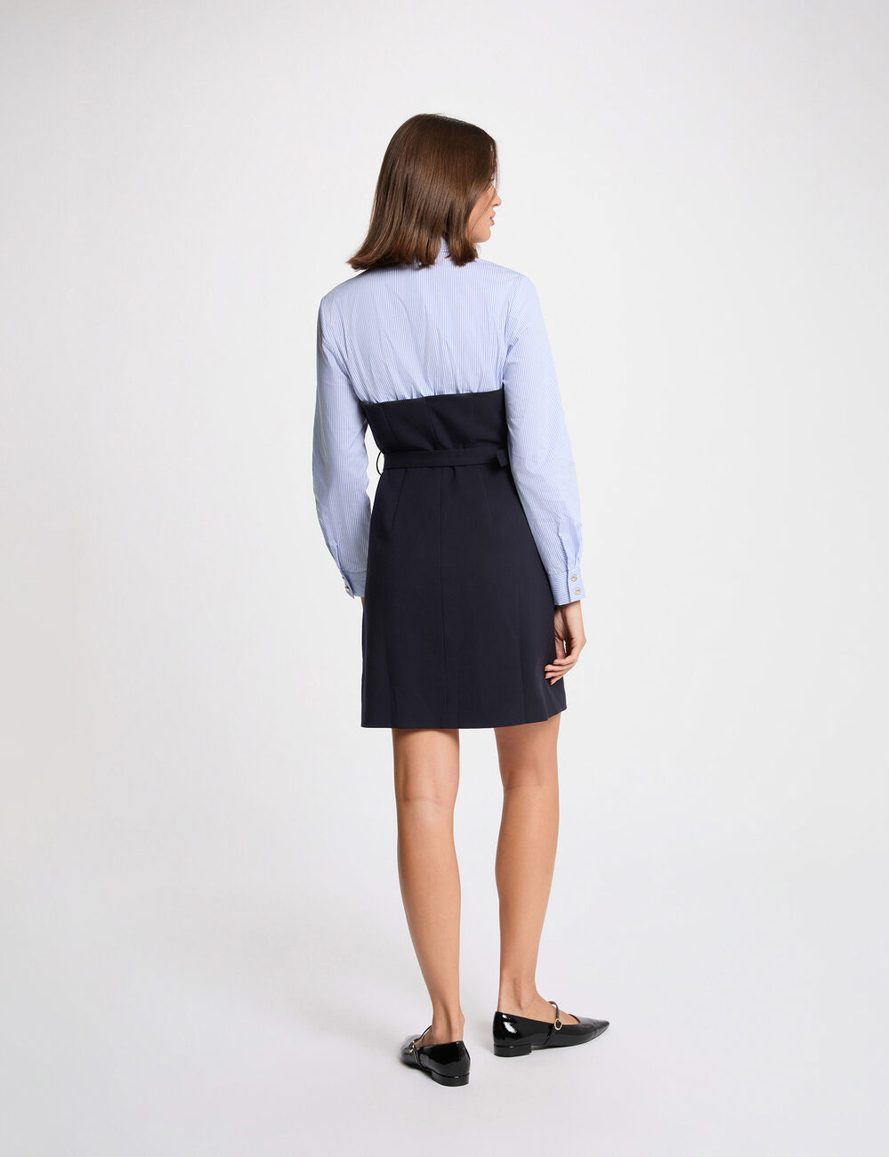 Robe courte effet 2-en-1 bleu marine femme
