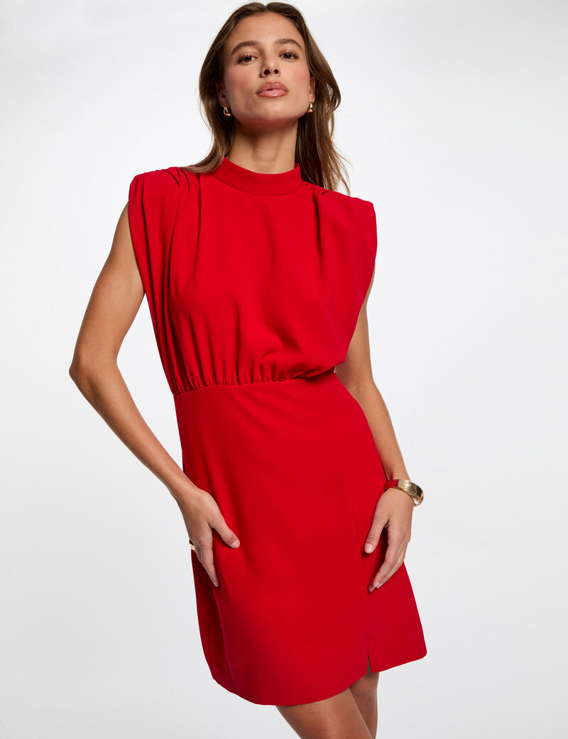 robe courte ajustee epaulettes rouge femme Robe courte ajustée épaulettes rouge femme