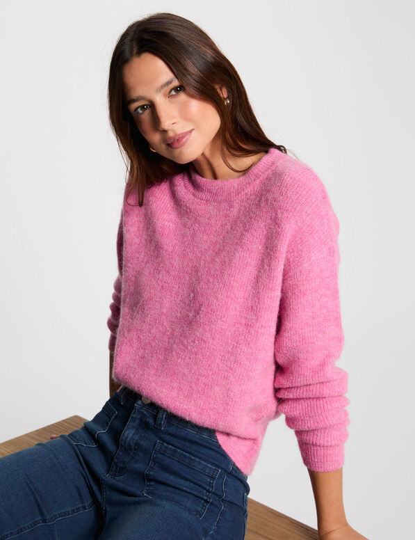 pull col rond manches longues rose femme Pull col rond manches longues rose femme