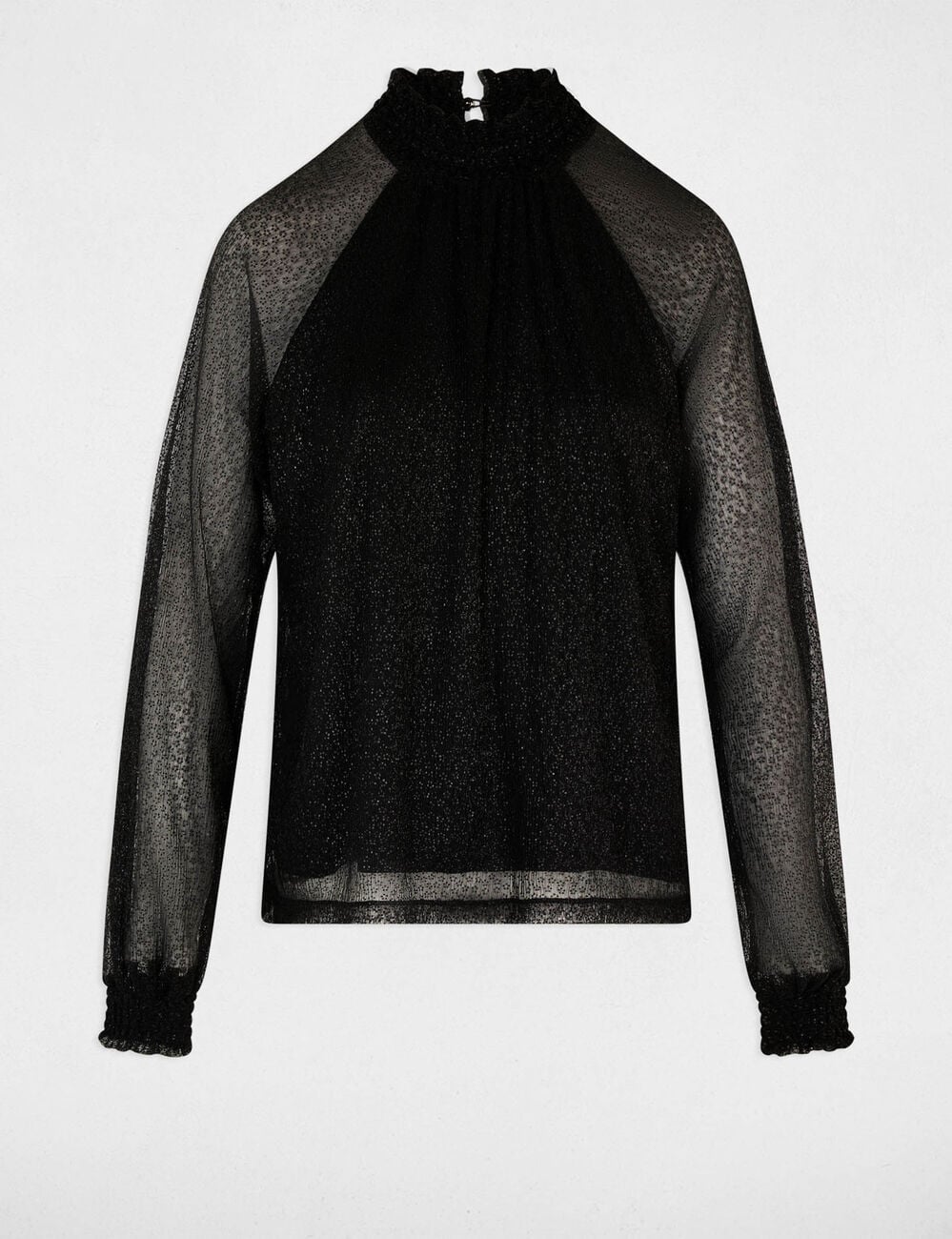 Blouse col montant noir femme
