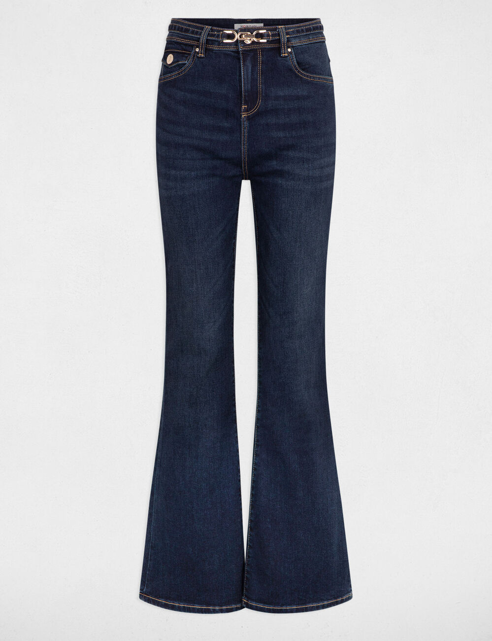 Flared Jeans mit hoher Taille rohes denim damen