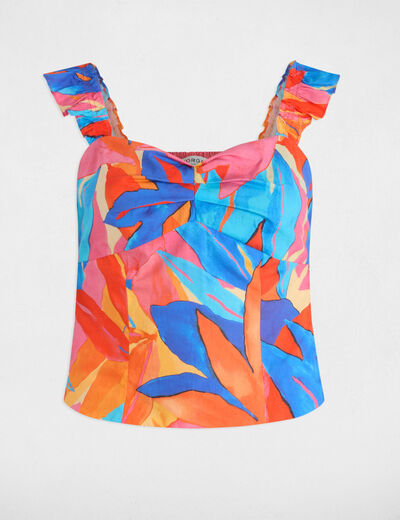 Top mit Muster und Volants mehrfarbig damen