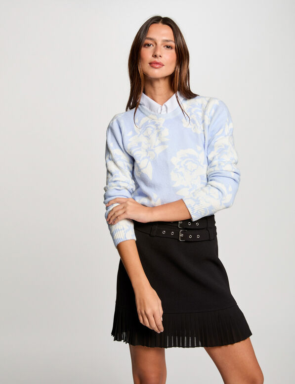 rundhalspullover mit print himmelblau damen Rundhalspullover mit Print himmelblau damen