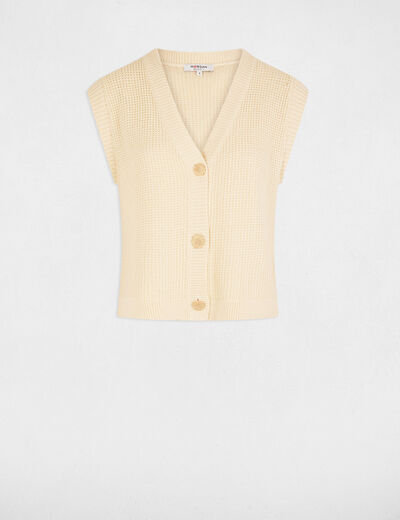 Gilet sans manches ivoire femme