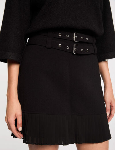 Jupe courte avec franges noir femme