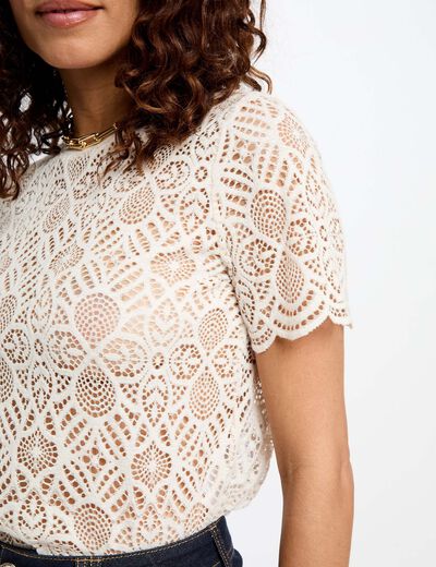 T-shirt manches courtes ivoire femme