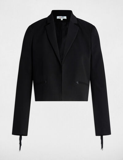 Blazer mit Fransen schwarz damen